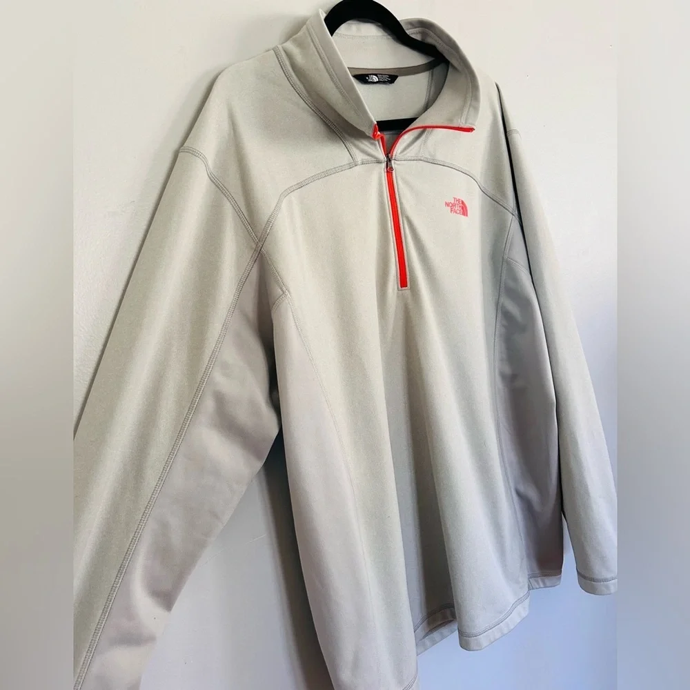 The North Face 1/4 Zip Pullover XXL Gray Neon Logo Fleece Hiking Outdoors